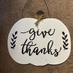 White Pumpkin Wall Decor with Black Text